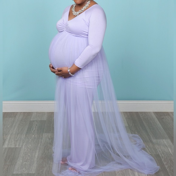 Designarche DEEP Blue Flower Net Maternity Wear and Baby Shower Dress main image 1